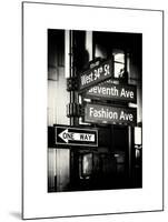 NYC Street Signs in Manhattan by Night - 34th Street, Seventh Avenue and Fashion Avenue Signs-Philippe Hugonnard-Mounted Art Print