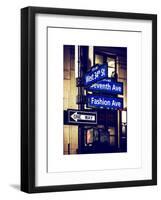 NYC Street Signs in Manhattan by Night - 34th Street, Seventh Avenue and Fashion Avenue Signs-Philippe Hugonnard-Framed Art Print