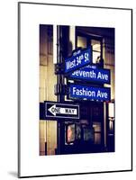 NYC Street Signs in Manhattan by Night - 34th Street, Seventh Avenue and Fashion Avenue Signs-Philippe Hugonnard-Mounted Art Print