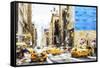 NYC Taxis - In the Style of Oil Painting-Philippe Hugonnard-Framed Stretched Canvas