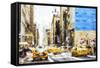 NYC Taxis - In the Style of Oil Painting-Philippe Hugonnard-Framed Stretched Canvas