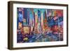 NYC Timeless Times Square with US Flag in Manhattan-M. Bleichner-Framed Art Print