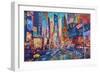 NYC Timeless Times Square with US Flag in Manhattan-M. Bleichner-Framed Art Print