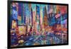 NYC Timeless Times Square with US Flag in Manhattan-M. Bleichner-Framed Art Print