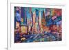 NYC Timeless Times Square with US Flag in Manhattan-M. Bleichner-Framed Art Print