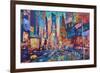 NYC Timeless Times Square with US Flag in Manhattan-M. Bleichner-Framed Art Print