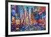 NYC Timeless Times Square with US Flag in Manhattan-M. Bleichner-Framed Art Print