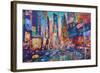 NYC Timeless Times Square with US Flag in Manhattan-M. Bleichner-Framed Art Print