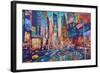 NYC Timeless Times Square with US Flag in Manhattan-M. Bleichner-Framed Art Print