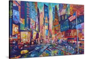 NYC Timeless Times Square with US Flag in Manhattan-M. Bleichner-Stretched Canvas