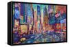 NYC Timeless Times Square with US Flag in Manhattan-M. Bleichner-Framed Stretched Canvas