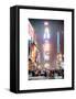 NYC Urban Scene at Times Square during a Snowstorm by Night-Philippe Hugonnard-Framed Stretched Canvas