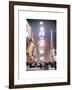 NYC Urban Scene at Times Square during a Snowstorm by Night-Philippe Hugonnard-Framed Art Print