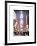 NYC Urban Scene at Times Square during a Snowstorm by Night-Philippe Hugonnard-Framed Art Print