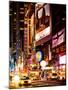 NYC Urban Scene with Yellow Taxis by Night - 42nd Street and Times Square - Manhattan - New York-Philippe Hugonnard-Mounted Photographic Print