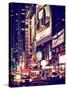 NYC Urban Scene with Yellow Taxis by Night - 42nd Street and Times Square - Manhattan - New York-Philippe Hugonnard-Stretched Canvas
