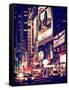 NYC Urban Scene with Yellow Taxis by Night - 42nd Street and Times Square - Manhattan - New York-Philippe Hugonnard-Framed Stretched Canvas