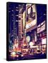 NYC Urban Scene with Yellow Taxis by Night - 42nd Street and Times Square - Manhattan - New York-Philippe Hugonnard-Framed Stretched Canvas