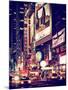 NYC Urban Scene with Yellow Taxis by Night - 42nd Street and Times Square - Manhattan - New York-Philippe Hugonnard-Mounted Photographic Print