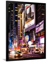 NYC Urban Scene with Yellow Taxis by Night - 42nd Street and Times Square - Manhattan - New York-Philippe Hugonnard-Framed Photographic Print