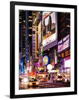 NYC Urban Scene with Yellow Taxis by Night - 42nd Street and Times Square - Manhattan - New York-Philippe Hugonnard-Framed Photographic Print