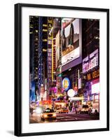 NYC Urban Scene with Yellow Taxis by Night - 42nd Street and Times Square - Manhattan - New York-Philippe Hugonnard-Framed Photographic Print