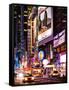 NYC Urban Scene with Yellow Taxis by Night - 42nd Street and Times Square - Manhattan - New York-Philippe Hugonnard-Framed Stretched Canvas