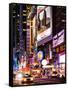 NYC Urban Scene with Yellow Taxis by Night - 42nd Street and Times Square - Manhattan - New York-Philippe Hugonnard-Framed Stretched Canvas