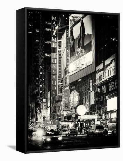 NYC Urban Scene with Yellow Taxis by Night - 42nd Street and Times Square - Manhattan - New York-Philippe Hugonnard-Framed Stretched Canvas