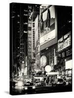 NYC Urban Scene with Yellow Taxis by Night - 42nd Street and Times Square - Manhattan - New York-Philippe Hugonnard-Stretched Canvas