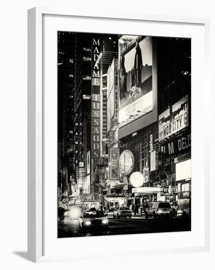 NYC Urban Scene with Yellow Taxis by Night - 42nd Street and Times Square - Manhattan - New York-Philippe Hugonnard-Framed Photographic Print