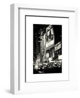 NYC Urban Scene with Yellow Taxis by Night - 42nd Street and Times Square - Manhattan - New York-Philippe Hugonnard-Framed Art Print