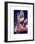 NYC Urban Scene with Yellow Taxis by Night - 42nd Street and Times Square - Manhattan - New York-Philippe Hugonnard-Framed Art Print