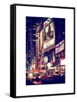 NYC Urban Scene with Yellow Taxis by Night - 42nd Street and Times Square - Manhattan - New York-Philippe Hugonnard-Framed Stretched Canvas