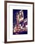 NYC Urban Scene with Yellow Taxis by Night - 42nd Street and Times Square - Manhattan - New York-Philippe Hugonnard-Framed Art Print