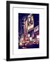 NYC Urban Scene with Yellow Taxis by Night - 42nd Street and Times Square - Manhattan - New York-Philippe Hugonnard-Framed Art Print