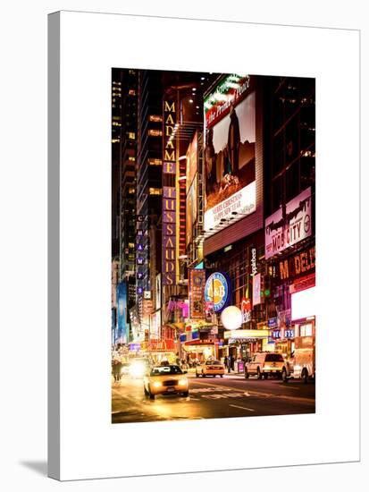 NYC Urban Scene with Yellow Taxis by Night - 42nd Street and Times Square - Manhattan - New York-Philippe Hugonnard-Stretched Canvas