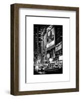 NYC Urban Scene with Yellow Taxis by Night - 42nd Street and Times Square - Manhattan - New York-Philippe Hugonnard-Framed Art Print