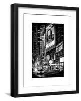 NYC Urban Scene with Yellow Taxis by Night - 42nd Street and Times Square - Manhattan - New York-Philippe Hugonnard-Framed Art Print