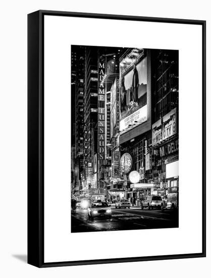 NYC Urban Scene with Yellow Taxis by Night - 42nd Street and Times Square - Manhattan - New York-Philippe Hugonnard-Framed Stretched Canvas