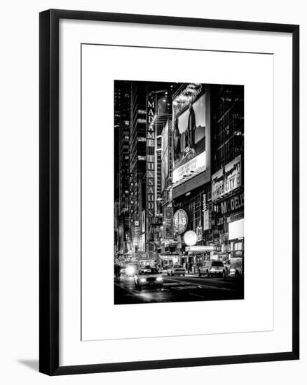 NYC Urban Scene with Yellow Taxis by Night - 42nd Street and Times Square - Manhattan - New York-Philippe Hugonnard-Framed Art Print