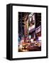 NYC Urban Scene with Yellow Taxis by Night - 42nd Street and Times Square - Manhattan-Philippe Hugonnard-Framed Stretched Canvas