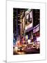 NYC Urban Scene with Yellow Taxis by Night - 42nd Street and Times Square - Manhattan-Philippe Hugonnard-Mounted Art Print