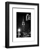 NYC Urban Street Scene - The Empire State Building at Night with a Red Light - Manhattan-Philippe Hugonnard-Framed Art Print