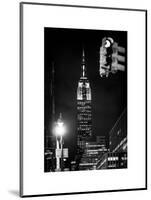 NYC Urban Street Scene - The Empire State Building at Night with a Red Light - Manhattan-Philippe Hugonnard-Mounted Art Print