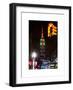 NYC Urban Street Scene - The Empire State Building at Night with a Red Light - Manhattan-Philippe Hugonnard-Framed Art Print