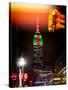 NYC Urban Street Scene - The Empire State Building at Night with a Red Light-Philippe Hugonnard-Stretched Canvas