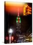 NYC Urban Street Scene - The Empire State Building at Night with a Red Light-Philippe Hugonnard-Stretched Canvas