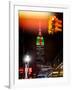 NYC Urban Street Scene - The Empire State Building at Night with a Red Light-Philippe Hugonnard-Framed Photographic Print