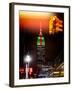 NYC Urban Street Scene - The Empire State Building at Night with a Red Light-Philippe Hugonnard-Framed Photographic Print